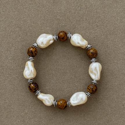Baroque Pearl and Natural Stone Bracelet