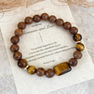 Natural Chicken-wing Wood and Tiger's Eye Bracelet